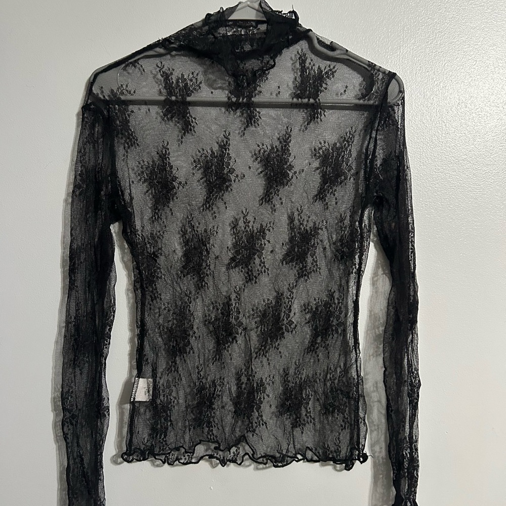 Elegant Black Lace Sheer Top